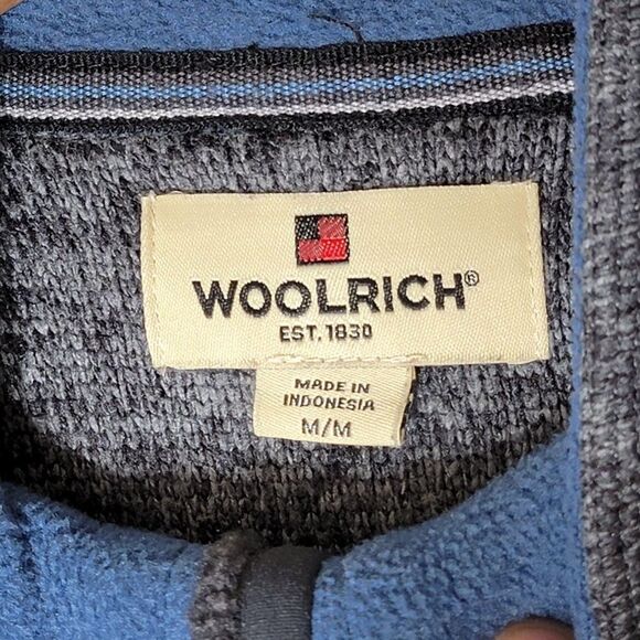 Woolrich Half Zip Knit Sweater Mens M Gray Blue Long Sleeve Mock Neck Pullover - Picture 9 of 13